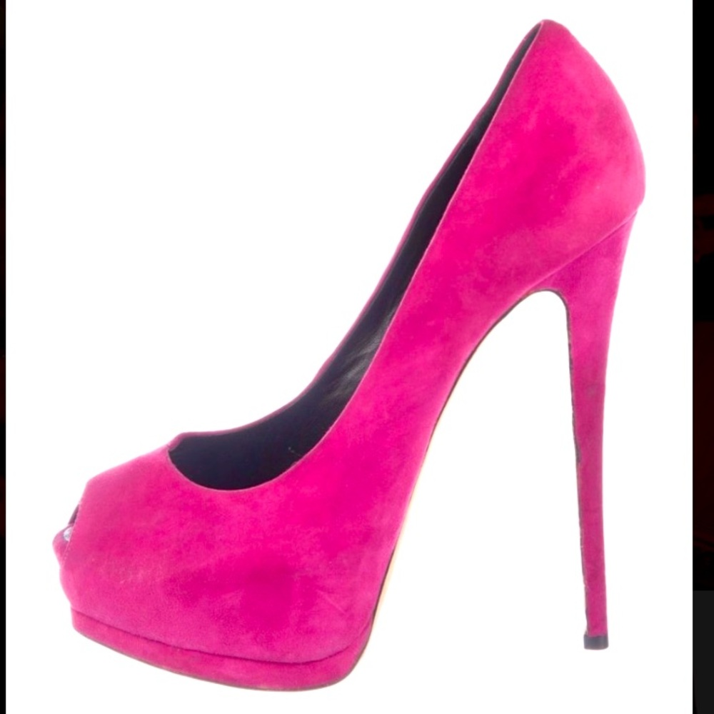 Giuseppe Zanotti Hot Pink Suede ‘Sharon’ Pumps 9/9.5